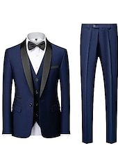 abordables Costumes de Retour-Pour des hommes Soirée Bal de promo Smoking Gris foncé Noir Texturé Coupe sur mesure 3 pièces Simple boutonnage un bouton