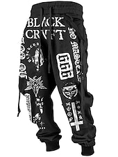 billiga Joggingbyxor-Bokstav Totem Vintage Abstrakt Herr 3D-utskrift Joggingbyxor Joggare Byxor Utomhus Gata Ledigt / vardag Polyester Svart Marinblå Brun S M L Medium Midja Elasticitet Byxor