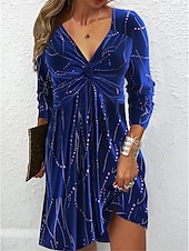 cheap Cocktail Dress-Women&#039;s Velvet Dress Party Dress Cocktail Dress Velvet Ruched Sparkly V Neck Long Sleeve Mini Dress Winter Dress  Elegant Wine Spring Fall