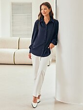 economico camicie, top e camicette-camicetta elegante in raso alla moda