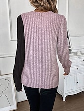 economico Top da Lavoro per Donne-camicetta da donna camicetta elegante top moda color block bottoni manica lunga top regolari scollo rotondo casual rosa blu grigio autunno&amp;amp; inverno