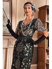 olcso Ruhák-Retró Ordító 20-as évek 1920-as évek Flapper ruha Ruhák Álarcosbál A nagy Gatsby Esküvői Vendég Flitter Rojt Női Álarcos mulatság Esküvő Esküvői vendég Buli / Este Felnőttek Ruha Hazatérő ruhák