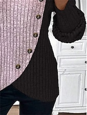 economico Top da Lavoro per Donne-camicetta da donna camicetta elegante top moda color block bottoni manica lunga top regolari scollo rotondo casual rosa blu grigio autunno&amp;amp; inverno