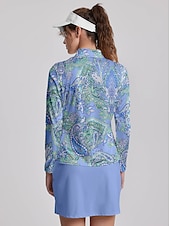 preiswerte Polos und Quarterzips-Damen poloshirt Meerblau Weiß Rosa Langarm Sonnenschutz Shirt Paisley-Muster Herbst Winter Damen-Golfkleidung, Kleidung, Outfits, Kleidung