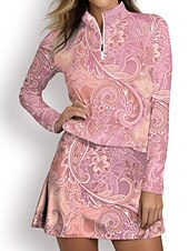 cheap Women&#039;s Golf Clothing-Women&#039;s Golf Polo Shirt Floral Long Sleeve Sun Protection UPF50 for Ladies Golf Attire