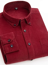 preiswerte Flanellhemden-Herren Hemd Cord Hemd Hemdjacke Overshirt Glatt Outdoor Freizeitskleidung Hellblau Gelb Rote Marineblau Langarm Kargen Frühling &amp; Herbst Bekleidung Vordertasche