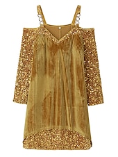 abordables robe de soirée-robe courte en velours à sequins et col en V