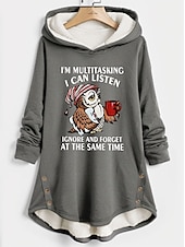 economico Umor e Citazioni Tops-felpa con cappuccio da donna pullover sherpa animale lettera strada casual stampa caldo divertente comodo cappuccio manica lunga top micro-elastico autunno&amp;amp;tessuto morbido traspirante invernale