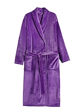 cheap Men&#039;s Robes-Men&#039;s Pajamas Robe Bathrobe Bath Gown 1 pcs Plain Stylish Casual Comfort Home Daily Bed Fleece Comfort Warm V Neck Long Sleeve Pocket Fall Winter Black White