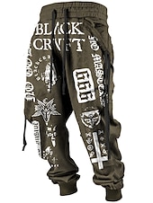 billiga Joggingbyxor-Bokstav Totem Vintage Abstrakt Herr 3D-utskrift Joggingbyxor Joggare Byxor Utomhus Gata Ledigt / vardag Polyester Svart Marinblå Brun S M L Medium Midja Elasticitet Byxor