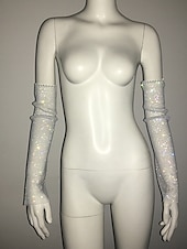 levne Příslušenství a další-Čirý mesh drahokamu Rukavice bez rukojeti Dlouhé rukavice Kovový Třpyt Sexy Krajka Pro Disko Kostýmová hra Karneval Dámské Kostýmní šperky Módní šperky