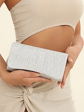 economico Matrimonio ACC-Per donna Clutch Borsa da sera Borse a Mano Poliestere Quotidiano Feste Addio al nubilato Catena Tinta unica Argento Nero Champagne