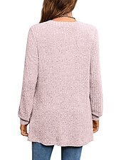 preiswerte Damen Einfache Oberteile-Damen Hemd Bluse Mode Tasche Langarm Lange Tops V-Ausschnitt Casual Schwarz Rosa Armeegrün Rot Staubblau Frühling&amp;amp;  fallen