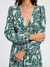 abordables robe décontractée imprimée-robe midi décontractée à motif cachemire et col en V