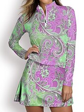 cheap Women&#039;s Golf Clothing-Women&#039;s Golf Polo Shirt Floral Long Sleeve Sun Protection UPF50 for Ladies Golf Attire