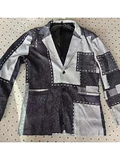 preiswerte Herren bedruckte Blazer-Herren Blumen Karo Langarm Umlegekragen Mode Streetwear Geschäftlich Arbeit Büro-Outfit Ausgehen Knöpfe Druck