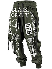 billiga Joggingbyxor-Bokstav Totem Vintage Abstrakt Herr 3D-utskrift Joggingbyxor Joggare Byxor Utomhus Gata Ledigt / vardag Polyester Svart Marinblå Brun S M L Medium Midja Elasticitet Byxor