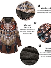 economico giacca in pile da uomo-Per uomo Cappotto invernale Giacca in pile Cappotto Sportivo Da tutti i giorni Tenere al caldo Traspirante Cerniera Tasche Autunno inverno Nativo americano Streetwear Stile vintage Felpa Lungo