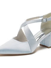 economico Damigella d&amp;#39;onore-eleganti tacchi a spillo in raso bianco da donna con punta affilata – design con cinturino incrociato per matrimoni, feste formali e occasioni speciali