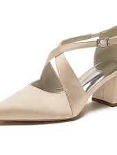 economico Damigella d&amp;#39;onore-eleganti tacchi a spillo in raso bianco da donna con punta affilata – design con cinturino incrociato per matrimoni, feste formali e occasioni speciali