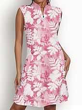 cheap Women&#039;s Golf Clothing-Women&#039;s Golf Dress Floral Sleeveless Sun Protection  Ladies Golf Attire