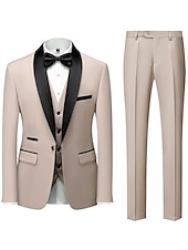abordables Costumes de Retour-Pour des hommes Soirée Bal de promo Smoking Gris foncé Noir Texturé Coupe sur mesure 3 pièces Simple boutonnage un bouton