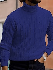 billige genser for menn-Herre Turtleneck genser Genser Riflet Kabel Strikke Strikket عادي Rullekrage Hold Varm Moderne Moderne Dagligdagstøy Ut på byen Klær Høst vinter Svart Hvit M L XL