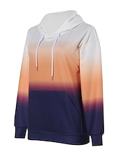 billiga Sport Hoodie-dam huvtröja sweatshirt tröja aktiva sportkläder färgblock fritidssport huva dragsko tryck framficka lång ärm gul röd lila orange höst &amp;amp; vinter