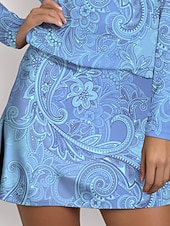 cheap Women's Golf Clothing-Women's Tennis Skirts Golf Skirts 16inch Pickleball Denim Blue Pink Blue Sun Protection Tennis Clothing Floral Ladies Golf Attire Clothes Outfits Wear Apparel