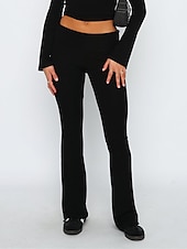 ieftine Jambiere simple-Pentru femei Clopot de jos Pantaloni Activ Modă Șic Stradă Lungime totală Talie Joasă Simplu Respirabilitate Απαλό Comfortabil Micro-elastic În aer liber Stradă Zilnic Gri Deschis Gri Închis Roz