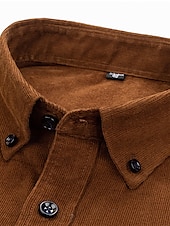 preiswerte Flanellhemden-Herren Hemd Cord Hemd Hemdjacke Overshirt Glatt Outdoor Freizeitskleidung Hellblau Gelb Rote Marineblau Langarm Kargen Frühling &amp; Herbst Bekleidung Vordertasche