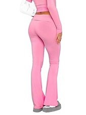 ieftine Jambiere simple-Pentru femei Clopot de jos Pantaloni Activ Modă Șic Stradă Lungime totală Talie Joasă Simplu Respirabilitate Απαλό Comfortabil Micro-elastic În aer liber Stradă Zilnic Gri Deschis Gri Închis Roz