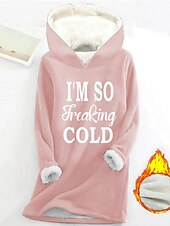 levne Mikiny a mikiny-dámská mikina mikina pulovr šerpa polyester dopis ležérní sportovní potisk teplý fuzzy comfrt mikina s dlouhým rukávem top mikroelastický pad &amp;amp; zimní comfrt prodyšná měkká tkanina