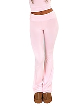 ieftine Jambiere simple-Pentru femei Clopot de jos Pantaloni Activ Modă Șic Stradă Lungime totală Talie Joasă Simplu Respirabilitate Απαλό Comfortabil Micro-elastic În aer liber Stradă Zilnic Gri Deschis Gri Închis Roz