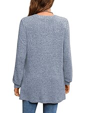 preiswerte Damen Einfache Oberteile-Damen Hemd Bluse Mode Tasche Langarm Lange Tops V-Ausschnitt Casual Schwarz Rosa Armeegrün Rot Staubblau Frühling&amp;amp;  fallen