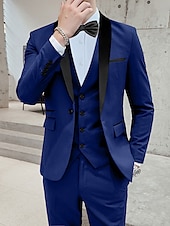 abordables Costumes de Retour-Tuxedos de mariage pour hommes cravate noire Homecoming couleur unie coupe standard 3 pièces simple boutonnage un bouton