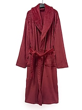cheap Men&#039;s Robes-Men&#039;s Pajamas Robe Bathrobe Bath Gown 1 pcs Plain Stylish Casual Comfort Home Daily Bed Fleece Comfort Warm V Neck Long Sleeve Pocket Fall Winter Black White
