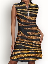 cheap Women's Golf Clothing-Women's Golf Dress Black Sleeveless Sun Protection Tennis Outfit Ladies Golf Attire Clothes Outfits Wear Apparel