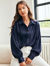 economico camicie, top e camicette-camicetta elegante in raso alla moda
