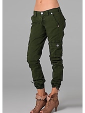 billiga lastbyxor för kvinnor-Dam Vanligt Militärbyxor Byxor Frakt Chino Fullängd Medium Midja Solid färg Ficka Bekväm Utomhus Sport Oelastisk Ledigt Dagliga kläder Grå Svart Vit Mandel Sommar Vår &amp; Höst Smal