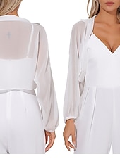billige bryllup gjesteomslag-Sjale Sjal til kvinner Bolero Elegant Enkel Langermet Chiffon Bryllup Wrap Med Ren Farge Til Festkveldsklær Vår sommer