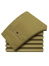 economico Chino-Per uomo Laurea Pantaloni Chinos Pantaloni chino Tasca Gamba Dritta Semplice Comodità Traspirante All&#039;aperto Quotidiano Uscire Moda Casual Cáqui Escuro Nero