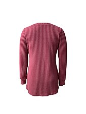 preiswerte Damen Einfache Oberteile-Damen Hemd Bluse Mode Tasche Langarm Lange Tops V-Ausschnitt Casual Schwarz Rosa Armeegrün Rot Staubblau Frühling&amp;amp;  fallen