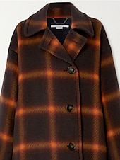 preiswerte Wintermäntel-Damen Mantel Outdoor Strasse Freizeitskleidung Herbst Winter Lang Mantel Regular Fit warm halten Atmungsaktiv Zeitgenössisch Stilvoll Brautkleider schlicht Jacken Langarm Streifen und Plaid Bedruckt