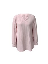 preiswerte Damen Einfache Oberteile-Damen Hemd Bluse Mode Tasche Langarm Lange Tops V-Ausschnitt Casual Schwarz Rosa Armeegrün Rot Staubblau Frühling&amp;amp;  fallen