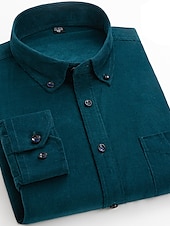 preiswerte Flanellhemden-Herren Hemd Cord Hemd Hemdjacke Overshirt Glatt Outdoor Freizeitskleidung Hellblau Gelb Rote Marineblau Langarm Kargen Frühling &amp; Herbst Bekleidung Vordertasche