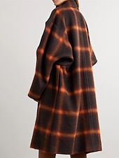 preiswerte Wintermäntel-Damen Mantel Outdoor Strasse Freizeitskleidung Herbst Winter Lang Mantel Regular Fit warm halten Atmungsaktiv Zeitgenössisch Stilvoll Brautkleider schlicht Jacken Langarm Streifen und Plaid Bedruckt