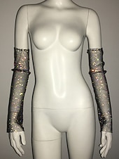 levne Příslušenství a další-Čirý mesh drahokamu Rukavice bez rukojeti Dlouhé rukavice Kovový Třpyt Sexy Krajka Pro Disko Kostýmová hra Karneval Dámské Kostýmní šperky Módní šperky