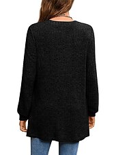 preiswerte Damen Einfache Oberteile-Damen Hemd Bluse Mode Tasche Langarm Lange Tops V-Ausschnitt Casual Schwarz Rosa Armeegrün Rot Staubblau Frühling&amp;amp;  fallen