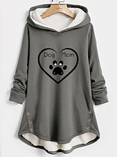 economico Umor e Citazioni Tops-felpa con cappuccio da donna pullover foderato in pile grafico casual sportivo stampa caldo abbigliamento sportivo comodo vestibilità ampia felpa con cappuccio manica lunga top microelastico